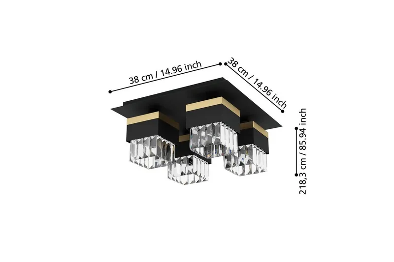 Taklampa Eglo Barrancas - Svart/Guld - Belysning & el - Inomhusbelysning & lampor - Taklampa & takbelysning - Kristallkrona & takkrona