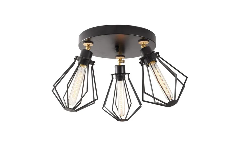 Taklampa Hillmere Svart / Rany, Guld/Svart