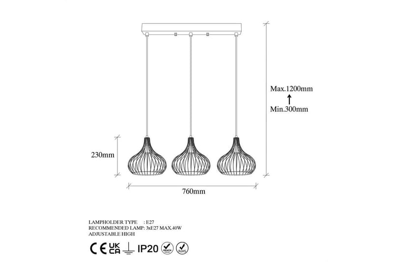 Taklampa Kiron Svart / Antik Tre - Svart - Belysning & el - Inomhusbelysning & lampor - Taklampa & takbelysning - Pendellampor & hänglampor
