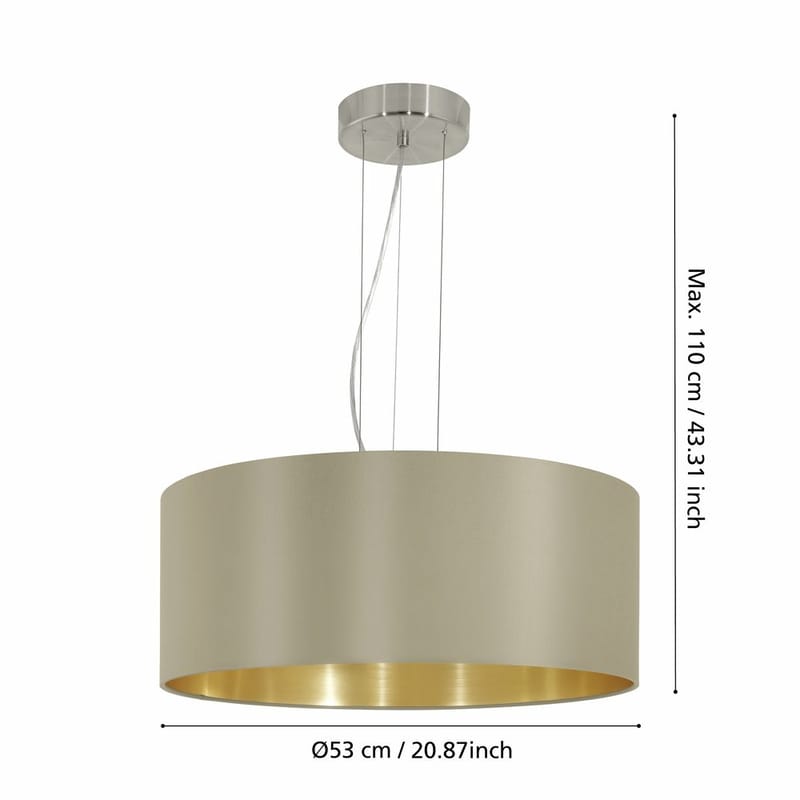 Taklampa Maserlo med 3 lampor - Matt nickel/taupe - Belysning & el - Inomhusbelysning & lampor - Taklampa & takbelysning - Pendellampor & hänglampor