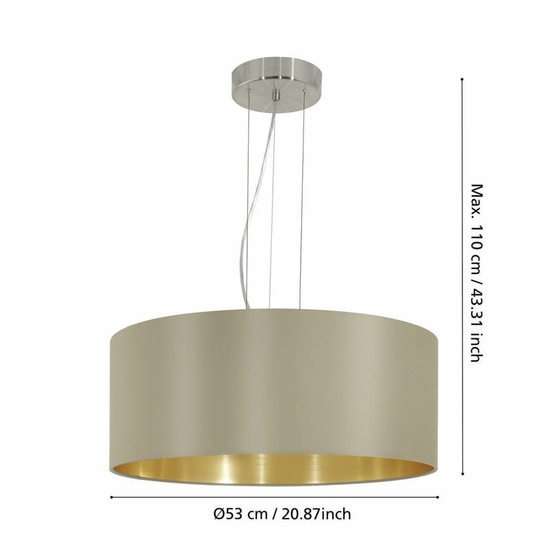 Taklampa Maserlo med 3 lampor - Matt nickel/taupe - Belysning & el - Inomhusbelysning & lampor - Taklampa & takbelysning - Pendellampor & hänglampor