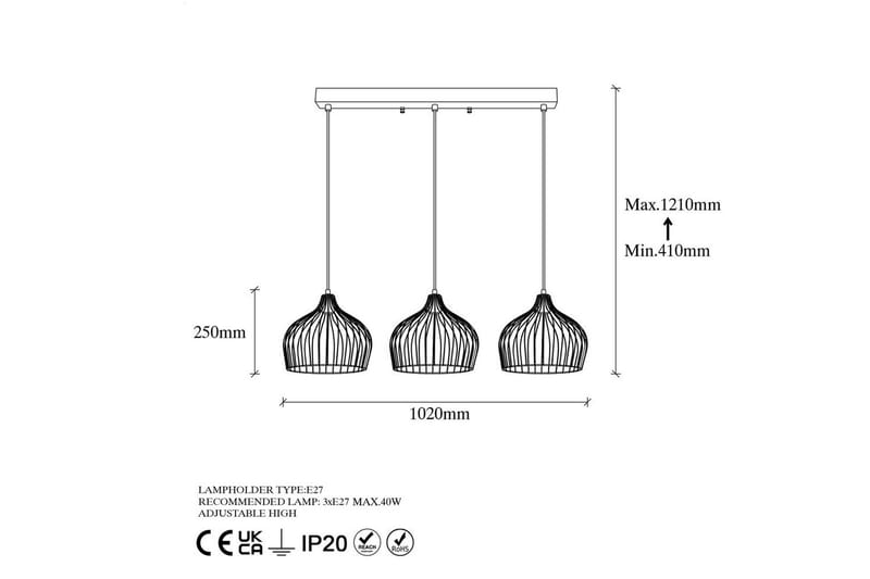 Taklampa Meron Shiny Gold Horizontal - Guld - Belysning & el - Inomhusbelysning & lampor - Taklampa & takbelysning - Pendellampor & hänglampor