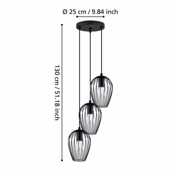 Taklampa Newtown Rund med 3 Lampor - 38 cm - Belysning & el - Inomhusbelysning & lampor - Taklampa & takbelysning - Pendellampor & hänglampor