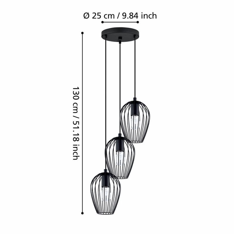 Taklampa Newtown Rund med 3 Lampor - 38 cm - Belysning & el - Inomhusbelysning & lampor - Taklampa & takbelysning - Pendellampor & hänglampor