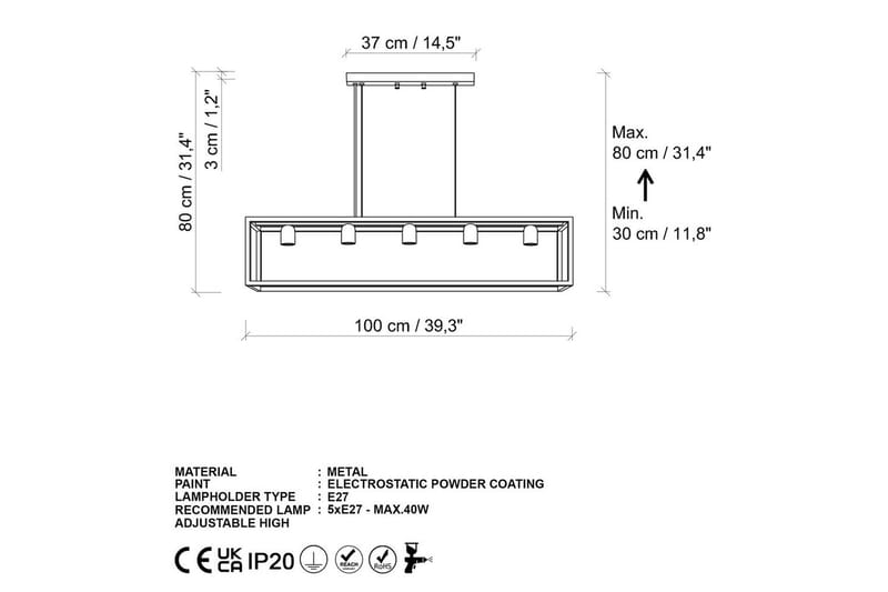 Taklampa Orika Horisontell Rany - Rany - Belysning & el - Inomhusbelysning & lampor - Taklampa & takbelysning - Pendellampor & hänglampor