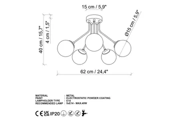 Taklampa Orion Gold - Guld - Belysning & el - Inomhusbelysning & lampor - Taklampa & takbelysning - Plafond