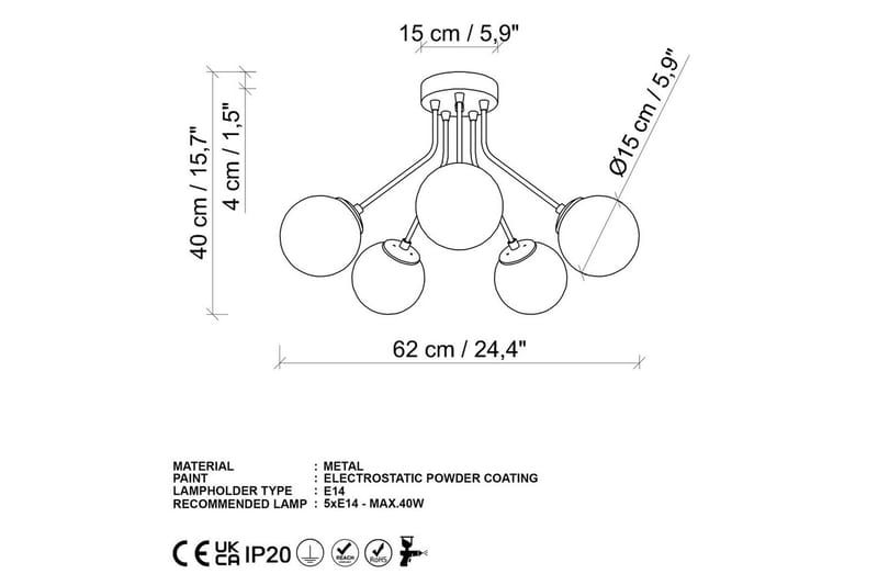 Taklampa Orion Gold - Guld - Belysning & el - Inomhusbelysning & lampor - Taklampa & takbelysning - Plafond