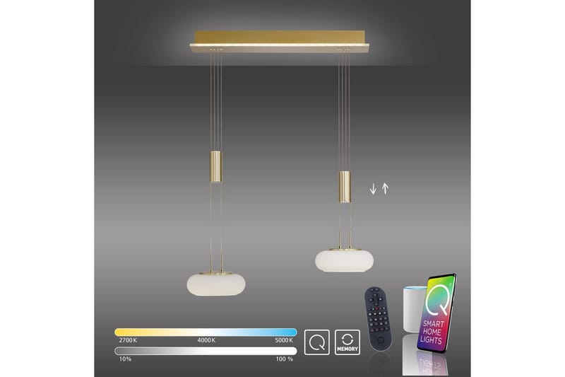Taklampa Q-Etienne - 20x200x65 cm, Matt mässing - Belysning & el - Inomhusbelysning & lampor - Taklampa & takbelysning - Pendellampor & h�änglampor