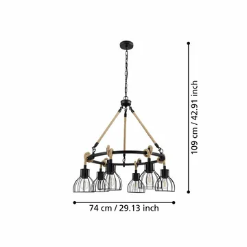Taklampa Rampside Rund med 6 Lampor - 76 cm - Belysning & el - Inomhusbelysning & lampor - Taklampa & takbelysning - Pendellampor & hänglampor