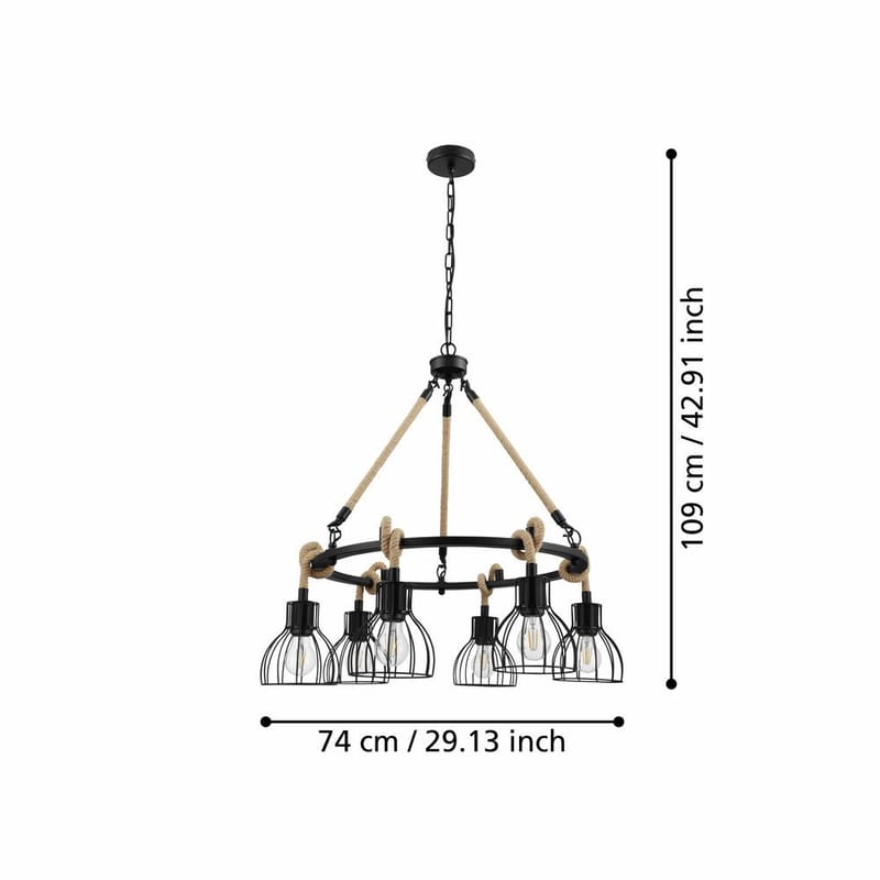 Taklampa Rampside Rund med 6 Lampor - 76 cm - Belysning & el - Inomhusbelysning & lampor - Taklampa & takbelysning - Pendellampor & hänglampor