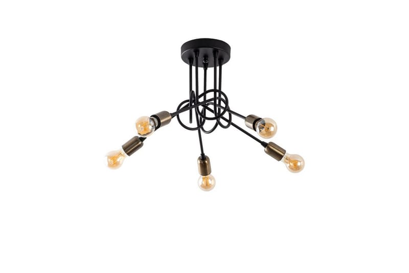 Taklampa Ranju Svart / Antik Fem Soklar, Fem Soklar