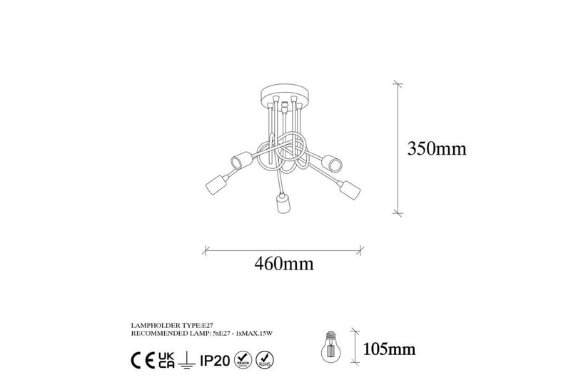 Taklampa Ranju Svart / Antik Fem Soklar - Fem Soklar - Belysning & el - Inomhusbelysning & lampor - Taklampa & takbelysning - Pendellampor & hänglampor