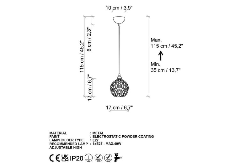 Taklampa Silen guld - Diameter: 17 cm - Belysning & el - Inomhusbelysning & lampor - Taklampa & takbelysning - Pendellampor & hänglampor