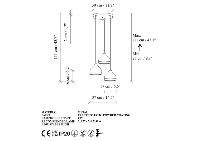 Taklampa Soodni Tre Sufia Svart - Svart - Belysning & el - Inomhusbelysning & lampor - Taklampa & takbelysning - Pendellampor & hänglampor