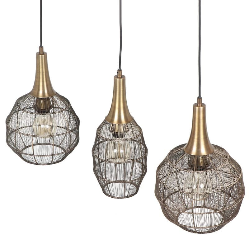 Taklampa Soraya - 3 lampor, Mattsvart/antik mässing - Belysning & el - Inomhusbelysning & lampor - Taklampa & takbelysning - Pendellampor & hänglampor