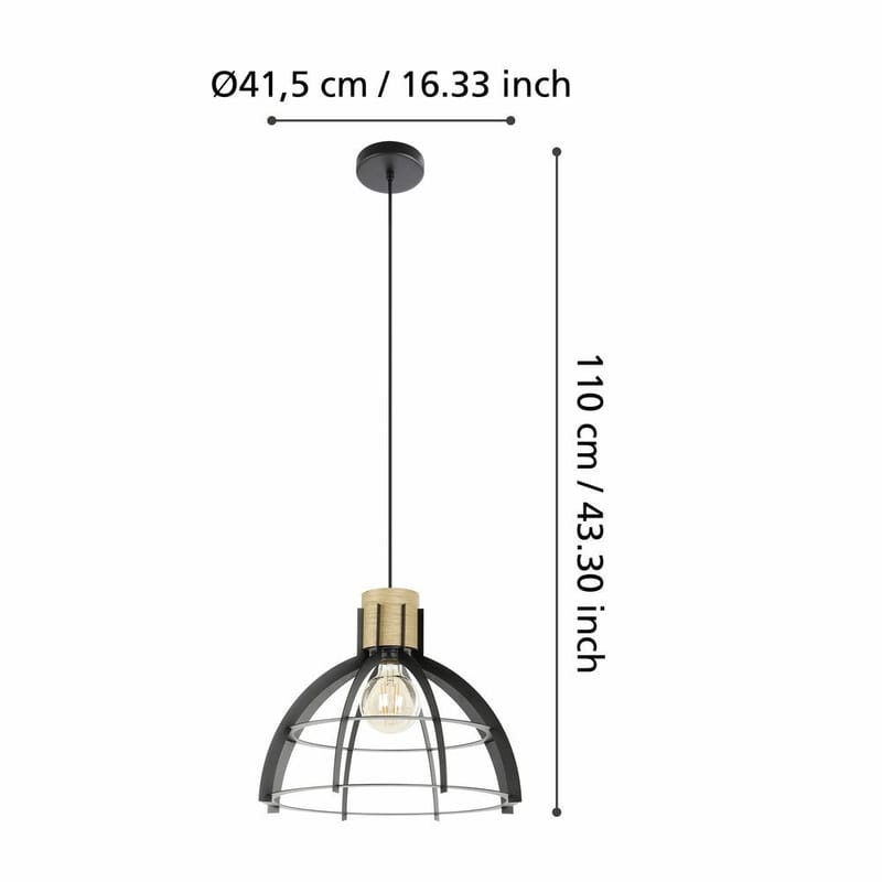 Taklampa Stillington - Svart/Fanér - Belysning & el - Inomhusbelysning & lampor - Taklampa & takbelysning - Pendellampor & hänglampor