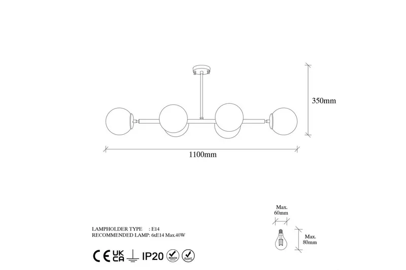 Taklampa Subin Vintage 110 x 40 x 35 cm - 110 x 40 x 35 cm - Belysning & el - Inomhusbelysning & lampor - Taklampa & takbelysning - Plafond