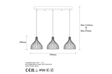 Taklampa Talnor Horizontal Three - Brons/Svart - Belysning & el - Inomhusbelysning & lampor - Taklampa & takbelysning - Pendellampor & hänglampor