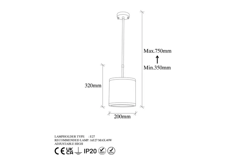 Taklampa Talra Vintage - 20 x 20 x 35 cm - Belysning & el - Inomhusbelysning & lampor - Taklampa & takbelysning - Pendellampor & hänglampor
