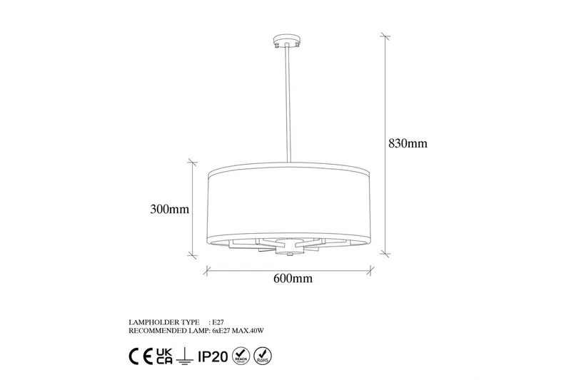 Taklampa Talra Vintage - 60 x 60 x 83 cm - Belysning & el - Inomhusbelysning & lampor - Taklampa & takbelysning - Pendellampor & hänglampor