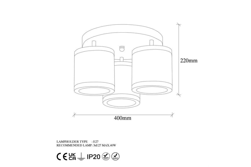 Taklampa Talrayo Svart / Vit - Svart / Vit - Belysning & el - Inomhusbelysning & lampor - Taklampa & takbelysning - Plafond