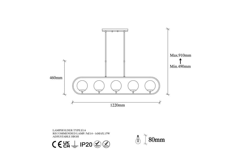 Taklampa Thalara Glansig Rany Fem sockel - Guld - Belysning & el - Inomhusbelysning & lampor - Taklampa & takbelysning - Pendellampor & hänglampor