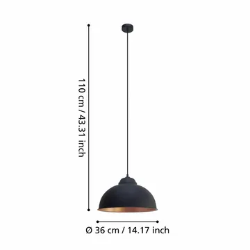 Taklampa Truro - Svart/Koppar - Belysning & el - Inomhusbelysning & lampor - Taklampa & takbelysning - Pendellampor & hänglampor