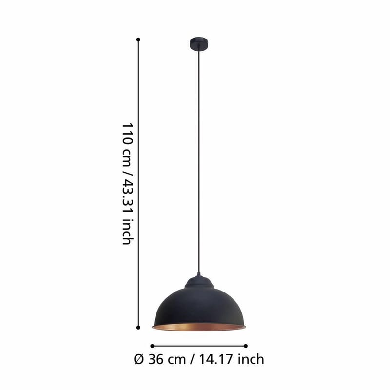 Taklampa Truro - Svart/Koppar - Belysning & el - Inomhusbelysning & lampor - Taklampa & takbelysning - Pendellampor & hänglampor