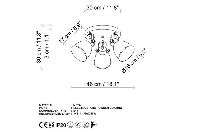 Taklampa Tyka Rany - Rany - Belysning & el - Inomhusbelysning & lampor - Taklampa & takbelysning - Plafond