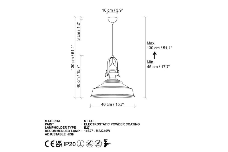 Taklampa Uvra Svart - Svart - Belysning & el - Inomhusbelysning & lampor - Taklampa & takbelysning - Pendellampor & hänglampor
