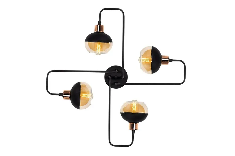 Taklampa Zarethia Svart / Koppar, Koppar/Svart