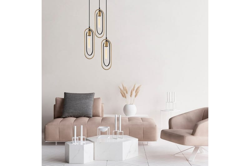 Taklampa Pindor Thre svart / guld - Guld/Svart - Belysning & el - Inomhusbelysning & lampor - Taklampa & takbelysning - Pendellampor & hänglampor