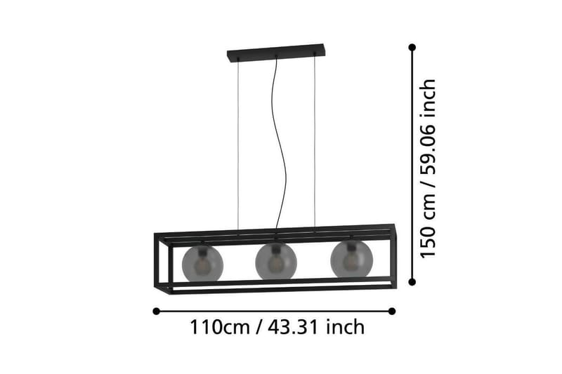 Takpendel Eglo Arangona Svart/Grå Ram med 3 Lampor - Belysning & el - Inomhusbelysning & lampor - Taklampa & takbelysning - Pendellampor & hänglampor