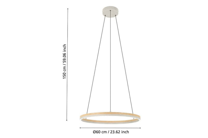 Takpendel Eglo Cadinaro Grå/Trä Rondell - Belysning & el - Inomhusbelysning & lampor - Taklampa & takbelysning - Pendellampor & hänglampor