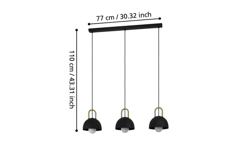 Takpendel Eglo Calmanera med 3 Lampor Svart, Mässing - Svart/Mässing - Belysning & el - Inomhusbelysning & lampor - Taklampa & takbelysning - Pendellampor & hänglampor