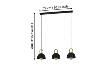 Takpendel Eglo Calmanera med 3 Lampor Svart, Mässing - Svart/Mässing - Belysning & el - Inomhusbelysning & lampor - Taklampa & takbelysning - Pendellampor & hänglampor
