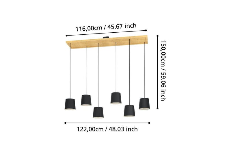 Takpendel Eglo Camarioca Svart/Trä med 5 Lampor - Belysning & el - Inomhusbelysning & lampor - Taklampa & takbelysning - Pendellampor & hänglampor
