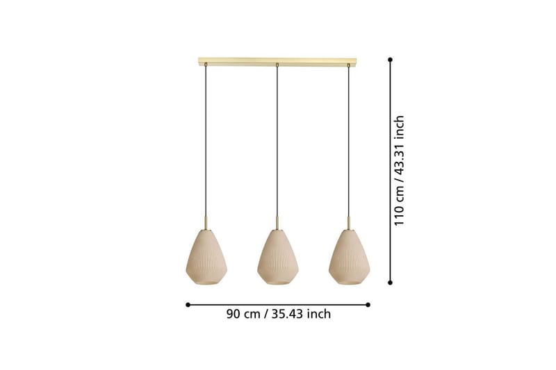 Takpendel Eglo Caprarola med 3 Lampor - Mässing - Belysning & el - Inomhusbelysning & lampor - Taklampa & takbelysning - Pendellampor & hänglampor