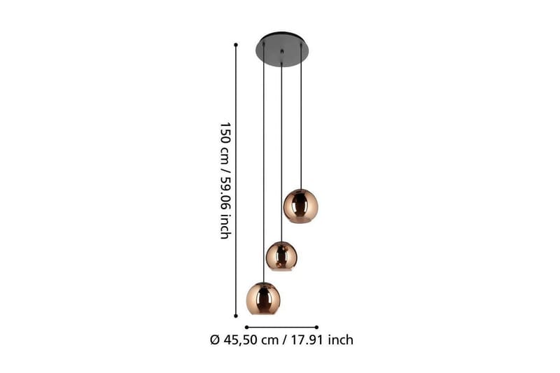 Takpendel Eglo Cordoba Rondell Svart/Koppar med 3 Lampor - Belysning & el - Inomhusbelysning & lampor - Taklampa & takbelysning - Pendellampor & hänglampor