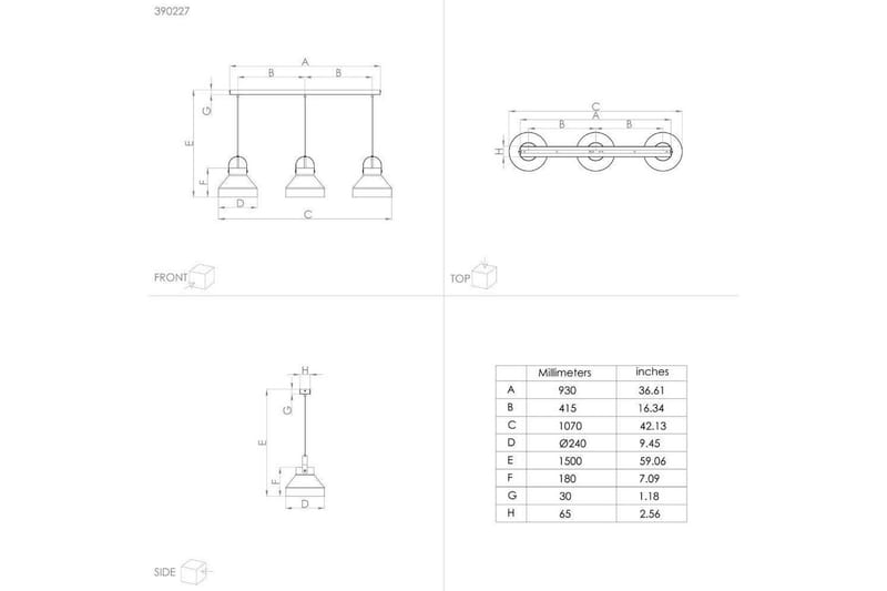Takpendel Eglo Estepona Grå med 3 Lampor - Belysning & el - Inomhusbelysning & lampor - Taklampa & takbelysning - Pendellampor & hänglampor