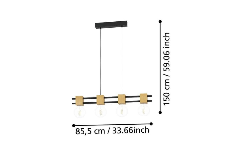 Takpendel Eglo Levantara Svart/Trä med 4 Lampor - Belysning & el - Inomhusbelysning & lampor - Taklampa & takbelysning - Pendellampor & hänglampor