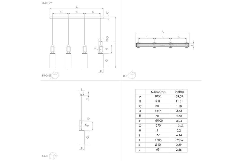 Takpendel Eglo Majana Opalvit/Krom med 3 Lampor - Belysning & el - Inomhusbelysning & lampor - Taklampa & takbelysning - Pendellampor & hänglampor