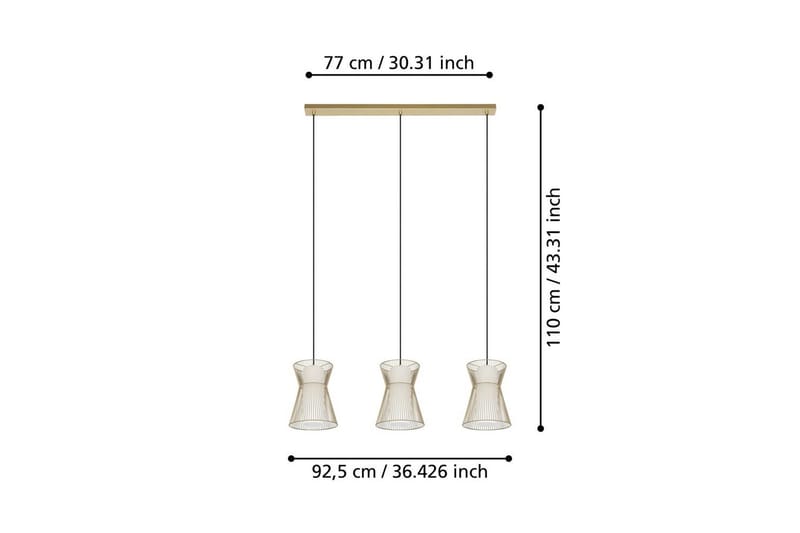 Takpendel Eglo Maseta med 3 Lampor Guldfärgad Vit - Vit/Guld - Belysning & el - Inomhusbelysning & lampor - Taklampa & takbelysning - Pendellampor & hänglampor
