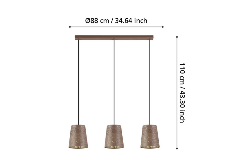 Takpendel Eglo Segezia med 3 Lampor - Brun/Guld - Belysning & el - Inomhusbelysning & lampor - Taklampa & takbelysning - Pendellampor & hänglampor