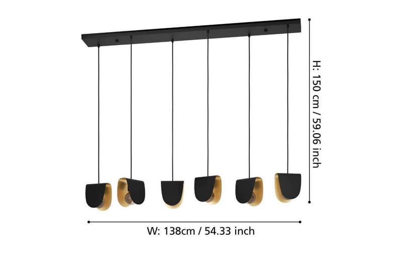 Takpendel Eglo Serenara Svart/Guld med 6 Lampor - Belysning & el - Inomhusbelysning & lampor - Taklampa & takbelysning - Pendellampor & hänglampor