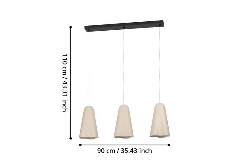 Takpendel Eglo Tolleric Sand/Svart med 3 Lampor - Belysning & el - Inomhusbelysning & lampor - Taklampa & takbelysning - Pendellampor & hänglampor