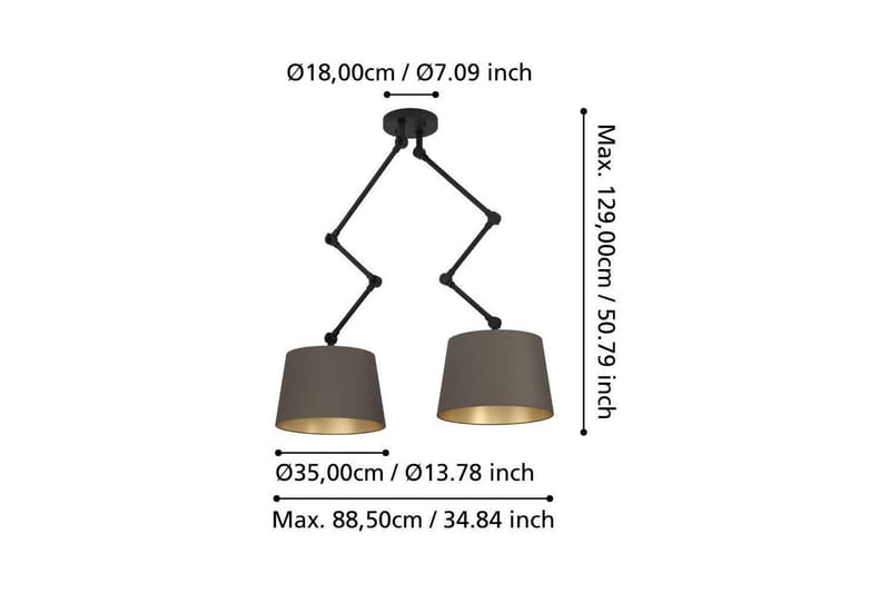 Takpendel Eglo Pistunio Cappuccino/Mässing/Svart med 2 Lampor - Belysning & el - Inomhusbelysning & lampor - Taklampa & takbelysning - Pendellampor & hänglampor