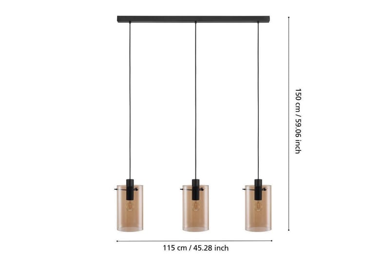 Takpendel Eglo Polverara Svart/Amber 3 Lampor - 3 Lampor - Belysning & el - Inomhusbelysning & lampor - Taklampa & takbelysning - Pendellampor & hänglampor