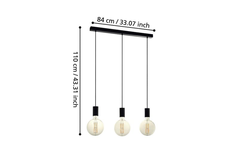 Takpendel Eglo Pozueta med 3 Lampor - Svart - Belysning & el - Inomhusbelysning & lampor - Taklampa & takbelysning - Pendellampor & hänglampor