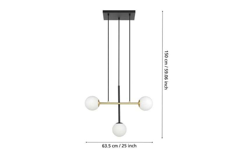 Takpendel Eglo Paz Opalvit/Svart Mässing med 3 Lampor - Belysning & el - Inomhusbelysning & lampor - Taklampa & takbelysning - Pendellampor & hänglampor